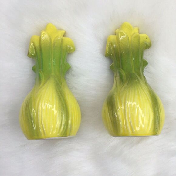 Vintage 50s 60s Yellow Onion Smiley Ceramic Salt Pepper Seasoning Shakers Japan - Picture 4 of 9